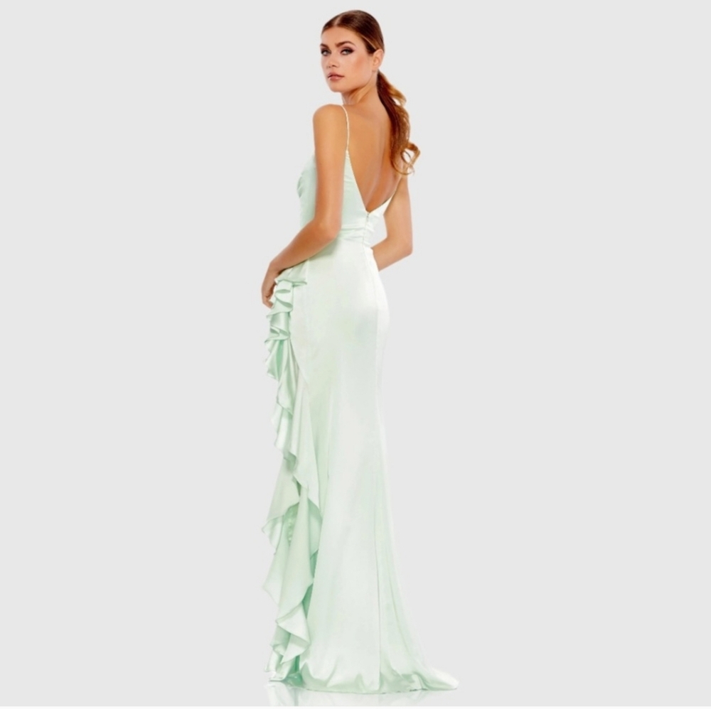 398$ MAC DUGGAL Elegant Mint Green Evening Gown SIZE 10 - Picture 2 of 3